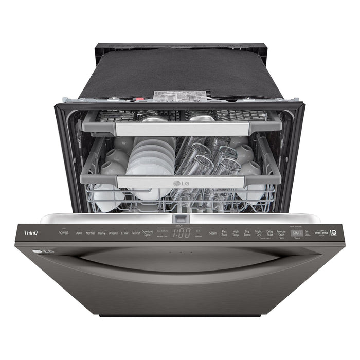 Lave-vaisselle intelligent encastré LG à 42 dBA de 24 po avec commandes sur le dessus et QuadWashMC Pro - acier inoxydable noir Smudge-ProofMD - LDTH7972D