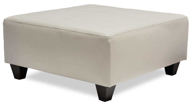 Pouf Addison de 37 po fabriqué au Canada d’apparence cuir - beige