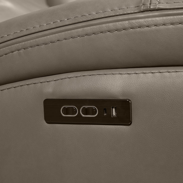 Causeuse à inclinaison électrique Prescott de Scott Living de 79 po en cuir véritable avec appuie-têtes électriques - grise