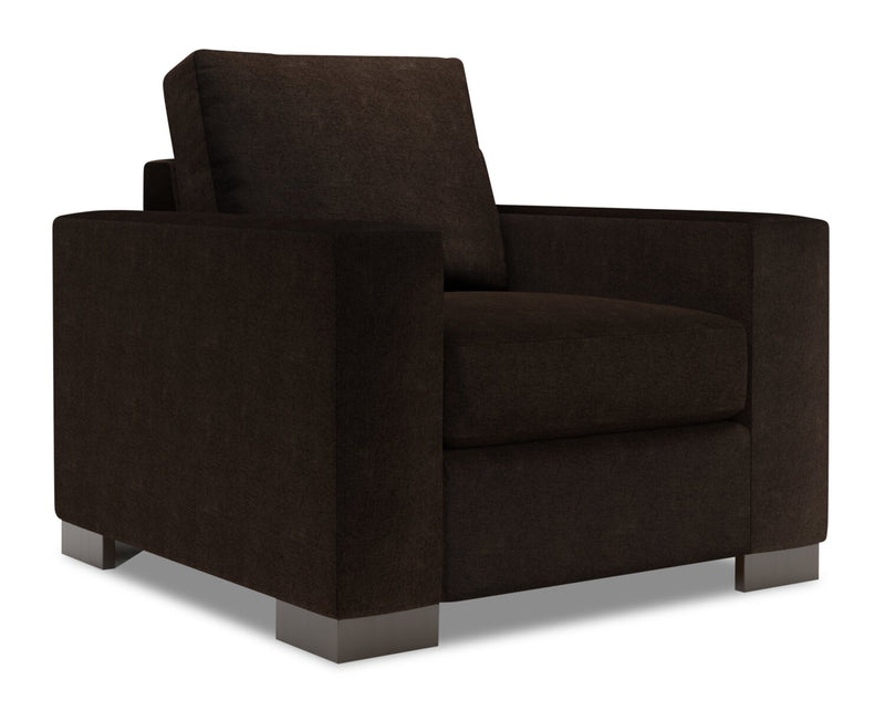 Fauteuil Track de Sofa Lab personnalisable de 38 po fabriqué au Canada en tissu de chenille - brun Luxury Chocolate