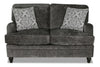 Causeuse Bellmont de 64 po fabriquée au Canada en tissu de chenille avec coussins réversibles et pattes en bois - gris anthracite