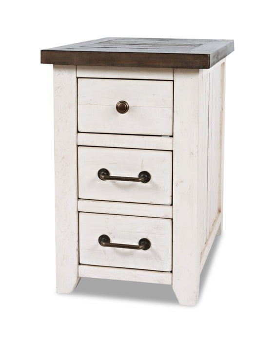 Table de fauteuil rustique Morgan de 16 po avec rangement - blanche avec bois recyclé