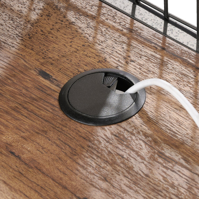 Bureau en forme de L Tayla de 60,67 po à 2 tiroirs avec armoire - chêne antique et noir