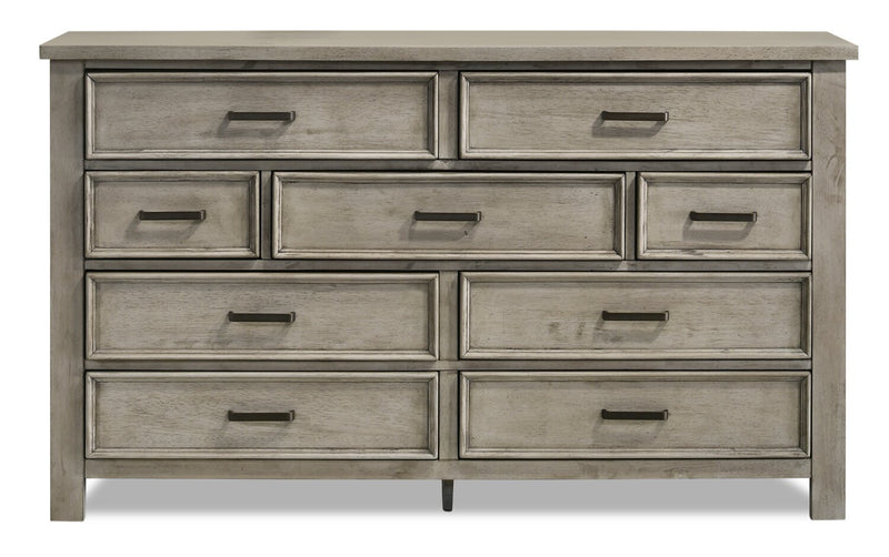 Commode Levi de 67 po (L) x 38 po (H) à 7 tiroirs en bois pour la chambre à coucher - gris bois de grève