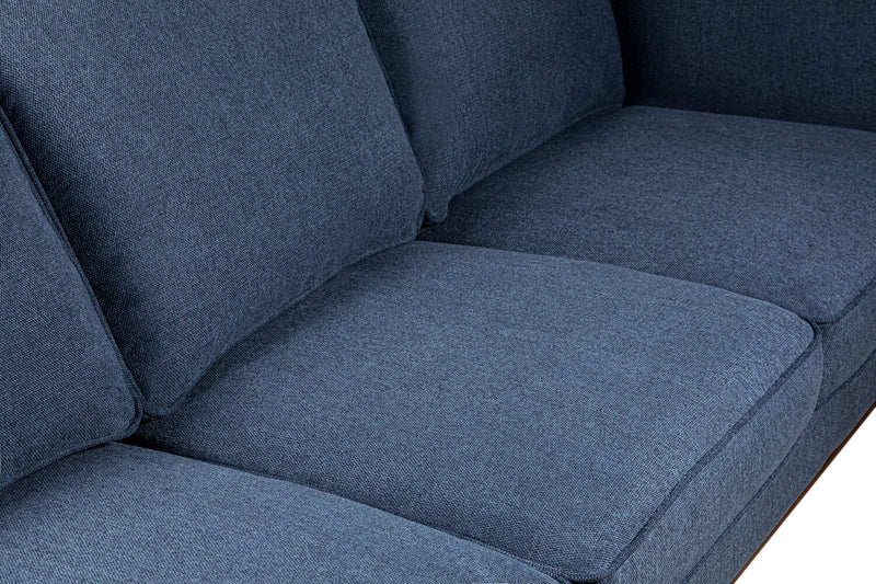 Sofa Kassia de Kort & Co. de 90,6 po en tissu d’apparence lin avec base et pattes en bois - bleu