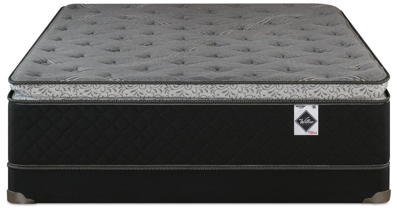 Ensemble dans une boîte à plateau-coussin à profil bas dans une boîte Sage de Springwall pour grand lit