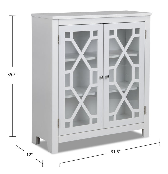 Armoire décorative Clary de 31,5 po avec portes en verre - blanche