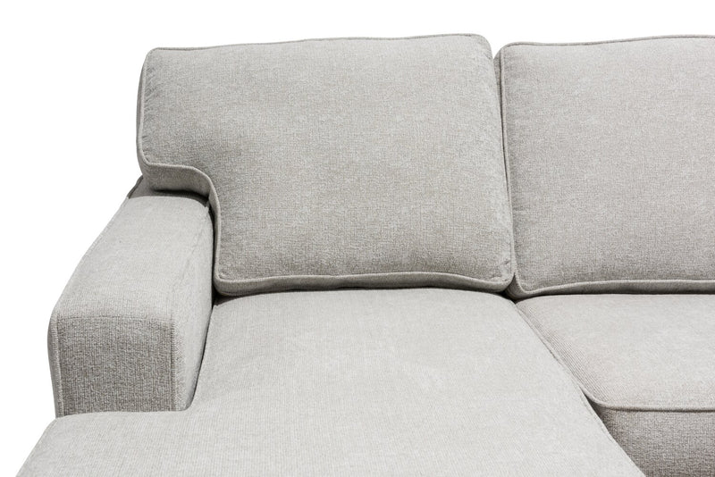 Sofa sectionnel de gauche Verona 2 pièces fabriqué au Canada en tissu d’apparence lin avec coussins amovibles - beige