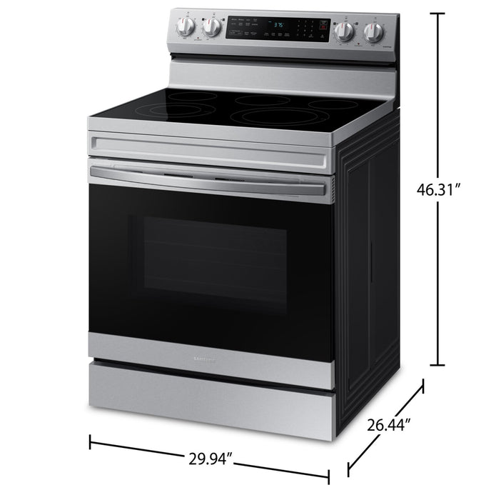 Cuisinière intelligente électrique amovible Samsung de 6,3 pi³ avec friture à air - acier inoxydable - NE63A6511SS/AC