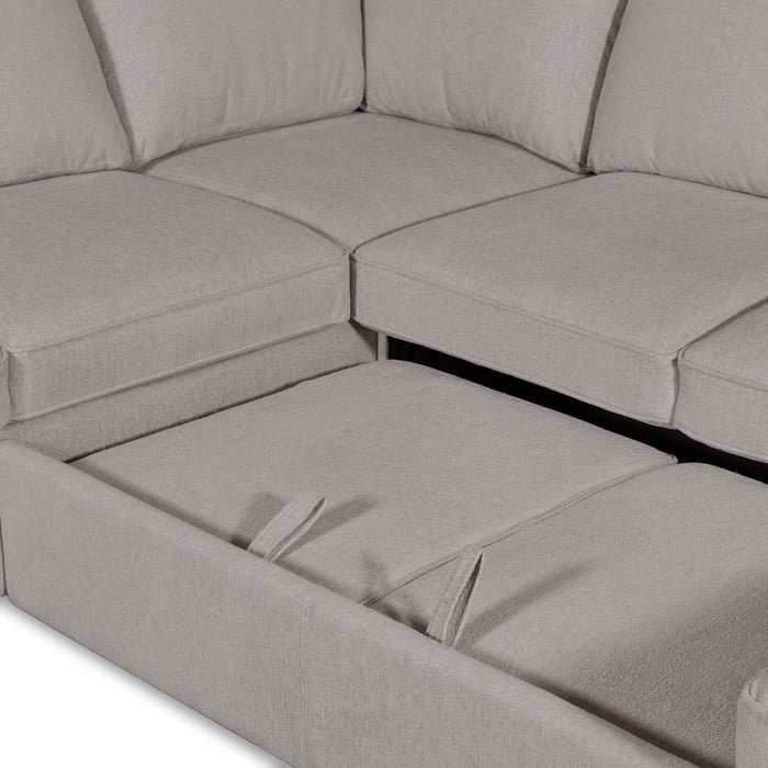 Sofa-lit sectionnel de droite Haven de Scott Living 3 pièces en tissu de chenille avec fauteuil long de rangement - gris