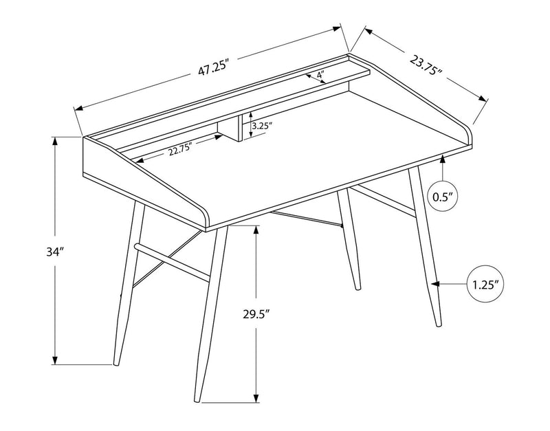 Bureau Jeremy de 47,25 po avec petite crédence - noir