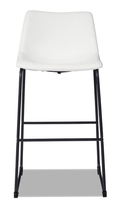 Tabouret 30 po bar Cole en tissu de cuir végétalien et en métal - blanc