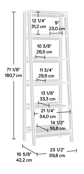 Bibliothèque Kyree de 23,54 po de type échelle à 5 tablettes - marron blanchi 
