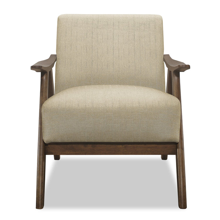 Fauteuil d’appoint Kyra de 28,5 po en tissu d’apparence lin avec accoudoirs courbés et armature en bois - taupe