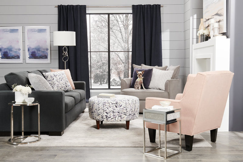 Fauteuil d’appoint enveloppant Sofa Lab personnalisable de 48 po fabriqué au Canada en tissu d’apparence lin - gris Pax Slate