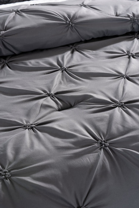 Ensemble d'édredon Brianna 3 pièces gris foncé pour très grand lit