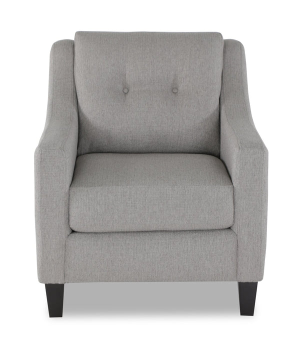 Fauteuil Kylie de Cindy Crawford Home de 32 po fabriqué au Canada en tissu d’apparence lin avec capitonnage - gris Zeus