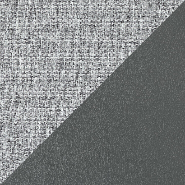 Chaise de salle à manger Bari en tissu de cuir végétalien, en tissu d’apparence lin et en métal avec siège pivotant - grise