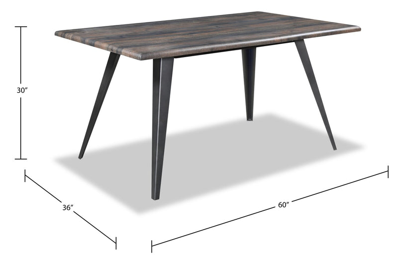 Ensemble de salle à manger Amos 7 pièces en métal avec table de 60 po (L) et 6 chaises - brun
