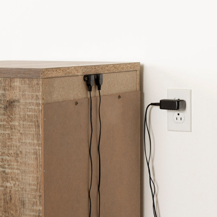 Table de nuit Everley de 19,5 po (L) x 22,5 po à 2 tiroirs avec ports USB - brune