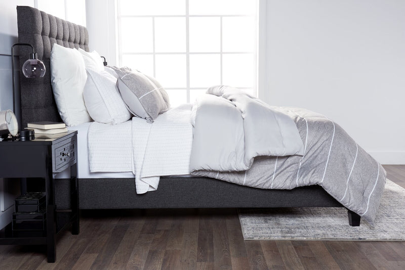 Ensemble d'édredon Stripes 3 pièces pour lit double ou grand lit - gris