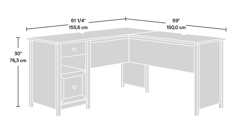Bureau en forme de L Cayla de 59,06 po avec tiroir classeur - blanc doux