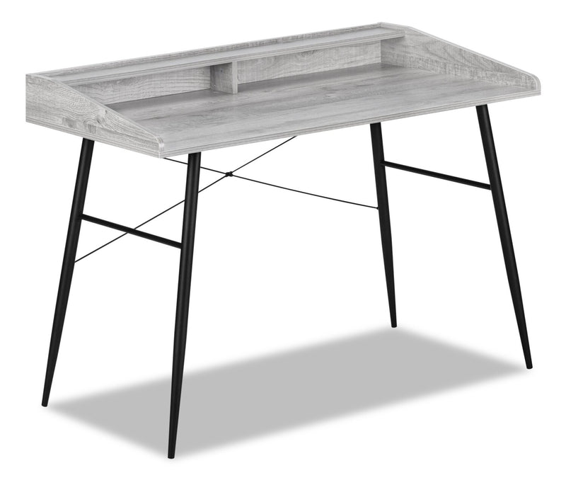 Bureau Jeremy de 47,25 po avec petite crédence - gris
