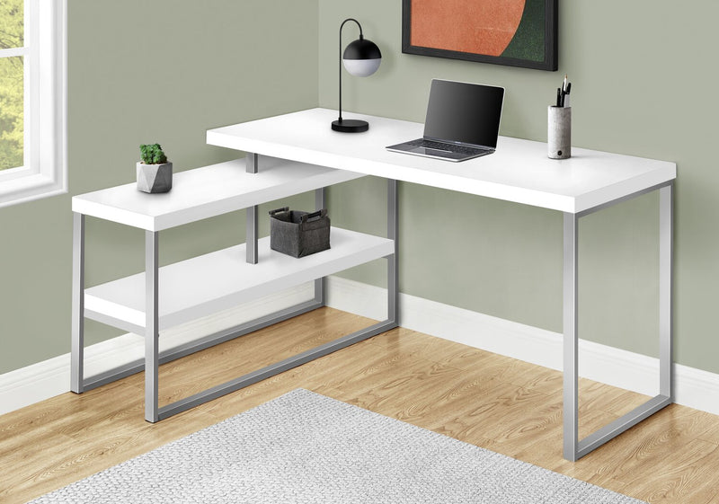 Bureau en forme de L Andrea de 60 po avec tablette - blanc