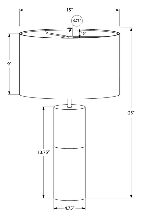 Lampe de table de 25 po noire et dorée avec abat-jour cylindrique