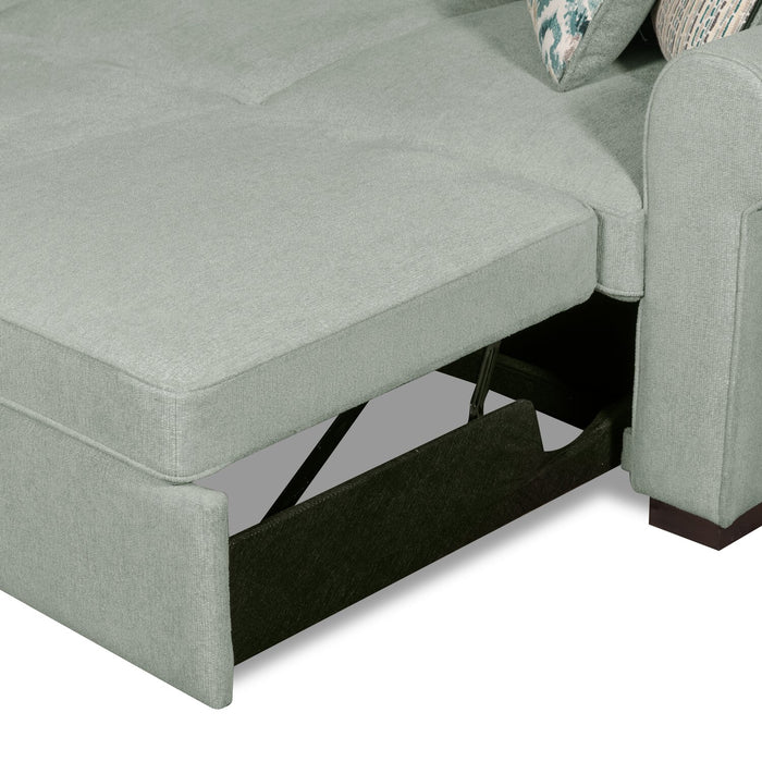 Sofa-lit sectionnel de droite Haven de Scott Living 2 pièces en tissu de chenille avec fauteuil long de rangement - bleu écume de mer