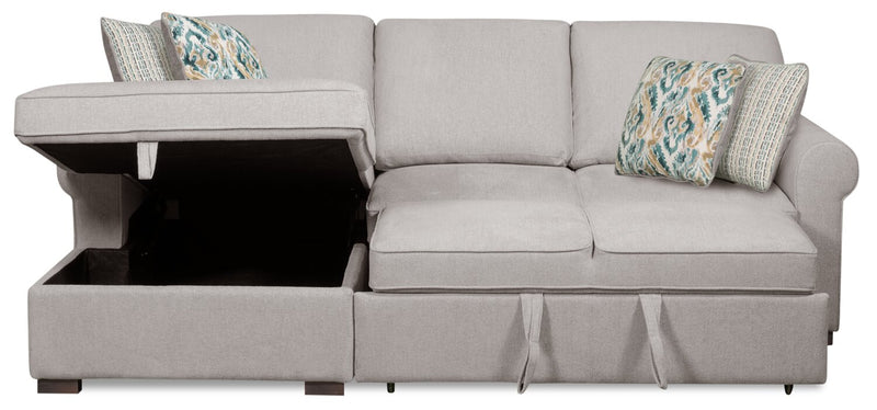 Sofa-lit sectionnel de gauche Haven de Scott Living 2 pièces en tissu de chenille avec fauteuil long de rangement - gris