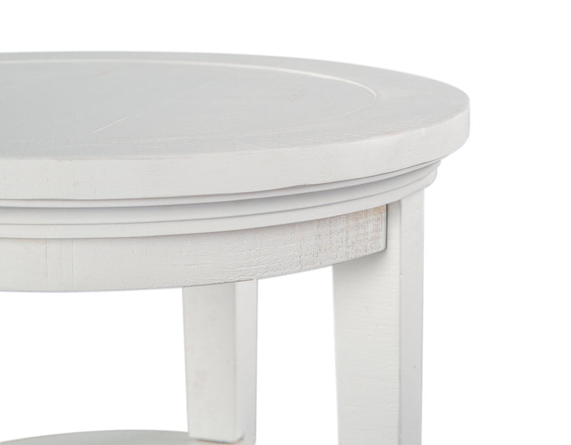 Table de bout ronde traditionnelle Heron Cove de 18 po avec tablette - pin blanc