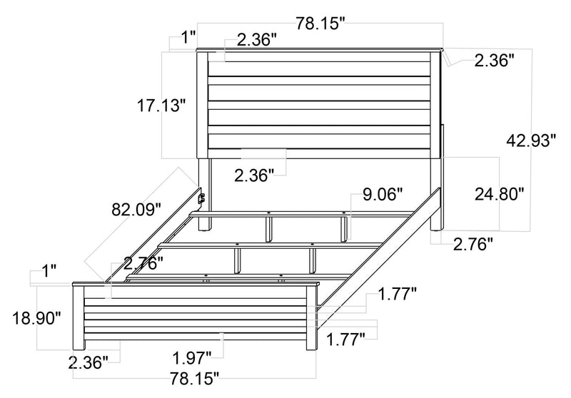 Lit à panneau Zoey, deux teintes, blanc et brun - format très grand lit