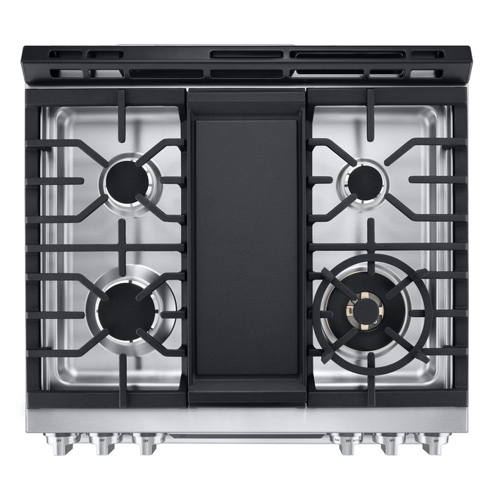 Cuisinière intelligente à gaz LG Studio de 6,3 pi³ avec hublot InstaViewMD et friture à air - acier inoxydable Smudge-ProofMD - LSGS6338F