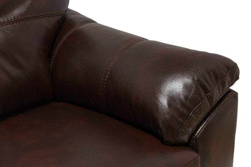 Sofa Addison de 86 po fabriqué au Canada en tissu d’apparence cuir avec coussin de siège amovible et capitonnage - brun
