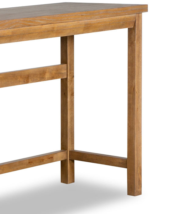 Table de salon moderne Rhett de 66 po avec tablette - chêne brun clair