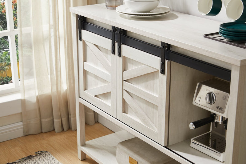 Armoire décorative Corbin de 47,25 po avec portes de grange coulissantes - chêne blanc