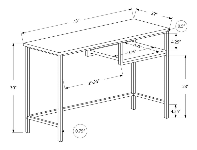 Bureau Franzie de 48 po avec tablette - blanc
