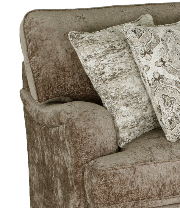 Sofa Bellmont de 89 po fabriqué au Canada en tissu de chenille avec coussins réversibles et pattes en bois - brun caramel