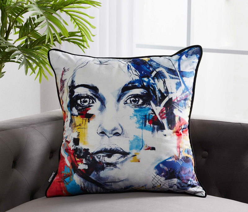 Coussin décoratif avec portrait - multicolore