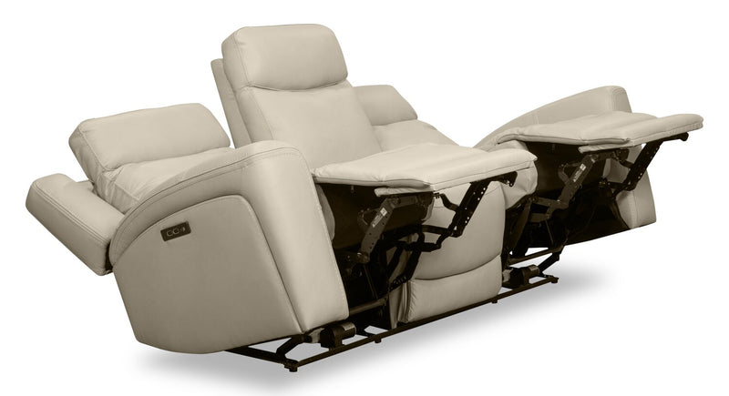 Sofa à inclinaison électrique Prescott de Scott Living de 88,5 po en cuir véritable avec appuie-têtes électriques - gris platine