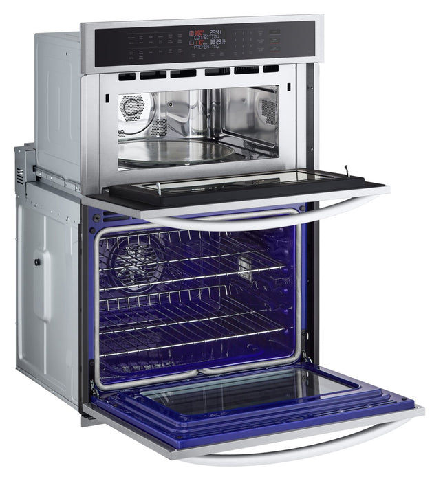 Four mural combiné électrique LG de 6,4 pi³ et de 30 po avec convection par ventilateur - acier inoxydable Smudge-ProofMD - WCEP6423F