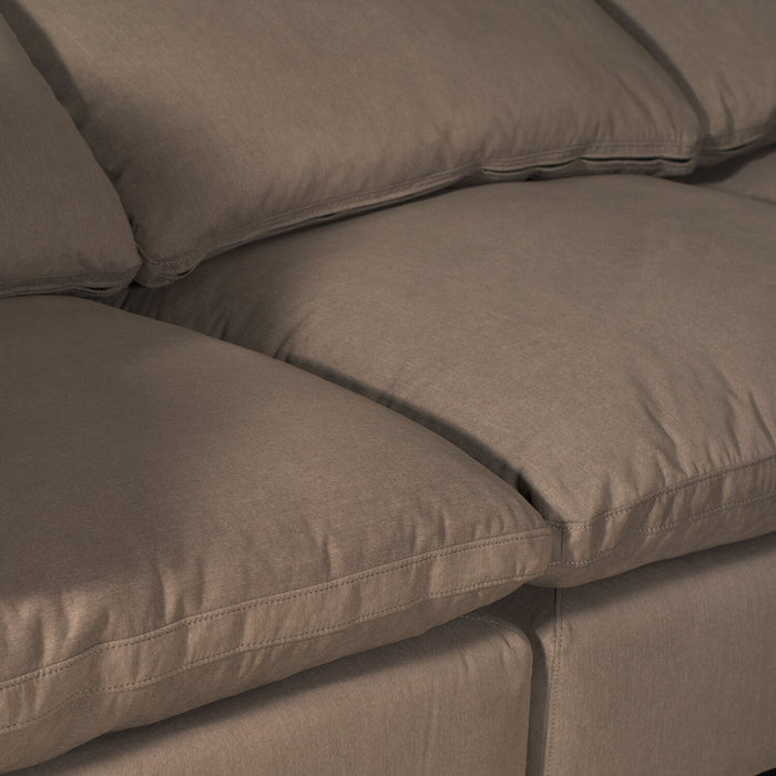 Sofa modulaire Eclipse de 124 po en tissu d’apparence lin avec coussins réversibles en duvet et plumes - brun ardoise