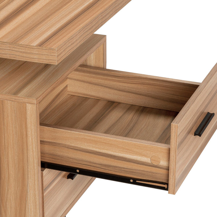 Bureau en coin en forme de L réversible Marnie de 71 po à 3 tiroirs - brun clair