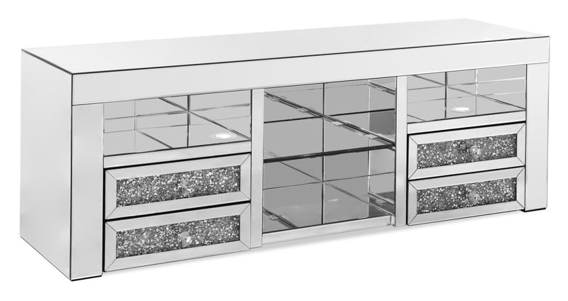 Meuble audio-vidéo somptueux Oakley 3 pièces de 98.5 po avec rangement et système de gestion des câbles pour téléviseurs jusqu’à 65 po - argenté