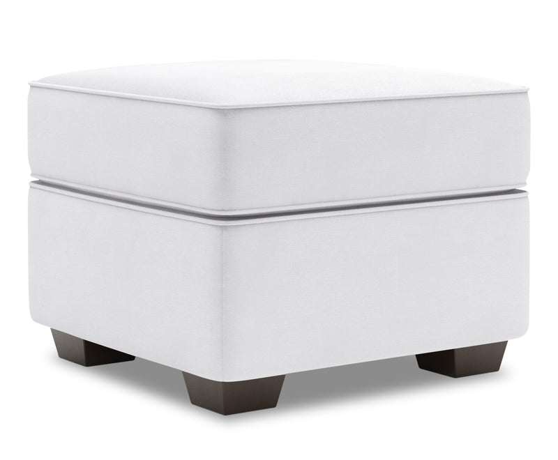 Pouf personnalisable Roll de Sofa Lab de 24 po fabriqué au Canada en tissu d’apparence lin - blanc Pax Ice