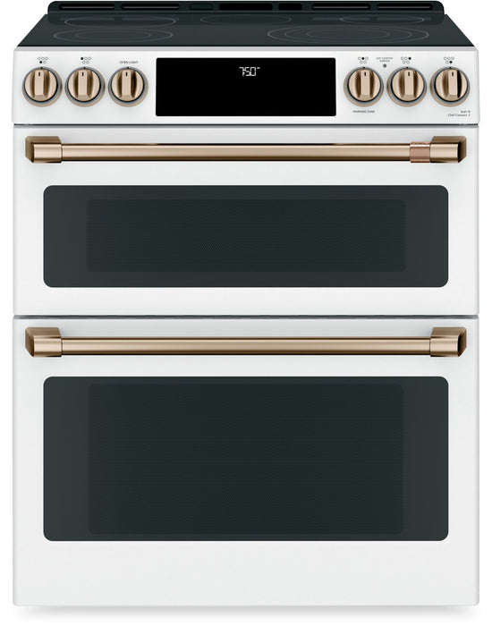 Cuisinière intelligente électrique Café de 7 pi³ avec convection européenne véritable et grilles autonettoyantes - blanc mat - CCES750P4MW2