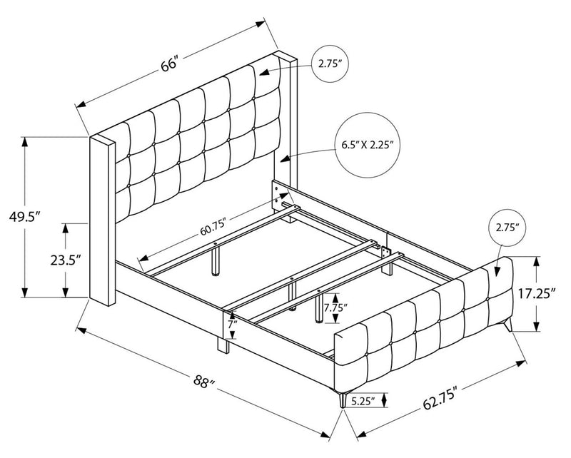 Lit rembourré Zara en tissu d’apparence lin rose avec capitonnage à boutons - format grand lit