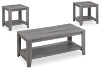 Ensemble 3 tables modernes Kalen de 42 po (table à café et 2 tables de bout) avec tablette - gris