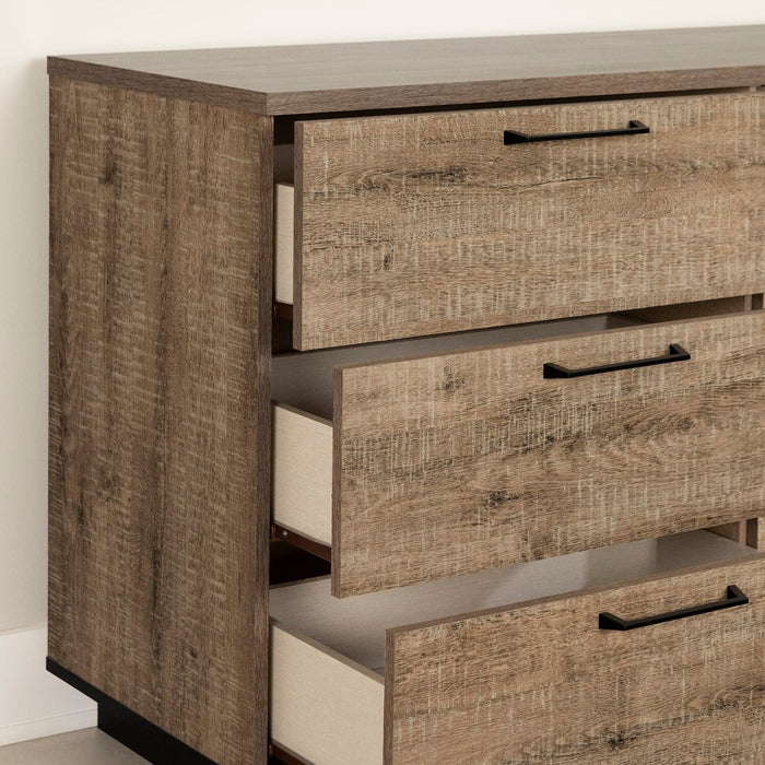 Commode Everley de 51,3 po (L) x 31,3 po (H) à 6 tiroirs pour la chambre à coucher - brune